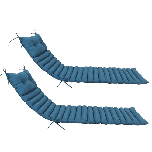 Only choice Chaise Lounge Cushion Outdoor Set of 2, 73" Lx24 W Quilted Patio Chair Cushion with Headrest, Waterproof & Fade-Resistant for Poolside, Deck, Pool Lounge Chairs (Peacock Blue-Green)