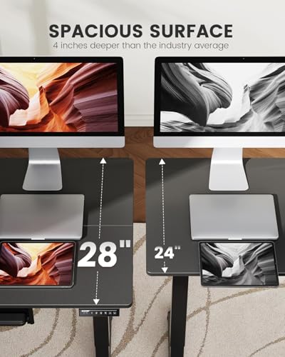 ErGear Large Electric Standing Desk with Keyboard Tray, 63x28 Inches Adjustable Height Sit Stand Up Desk, Home Office Desk Computer Workstation, Black ErGear