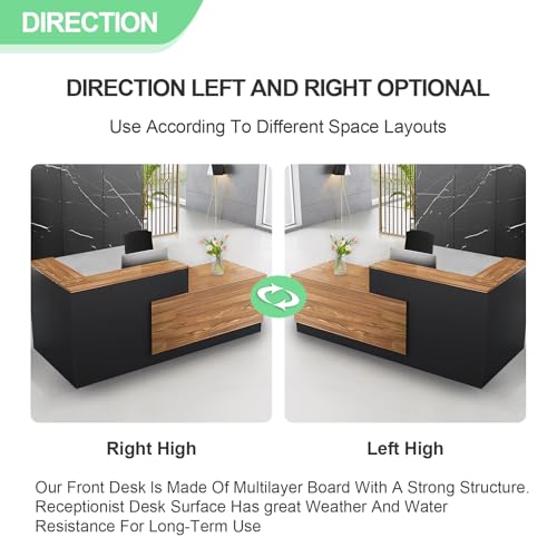 Minimalist Modern Reception Desk - Front Desk Reception Counter for Hotel, Clothing Store Cashier, L-Shaped Office Checkout, Contemporary Receptionist Station (A,Left 71in) ZGTYYSDZ