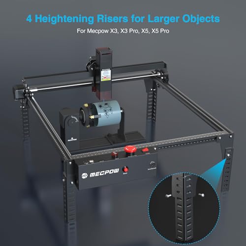 Mecpow G5 Rotary Roller with Three Angle-Adjustable Grippers for Multi-Shaped Objects, Compatible with Engraving Machines, Rotary Roller with Heightening Bracket Mecpow