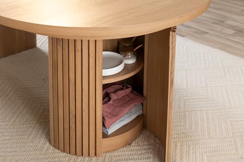Transformer Table - Solid Wood Extendable Round Dining Table Set with 6 Chairs, Seats 4-10, Extendable Round Dining Set, Natural (Table + 6 Chairs) Transformer Table