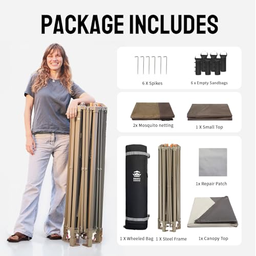 CROWN SHADES 13x13 Pop Up Gazebo with Mosquito Nettings, Patented Center Lock 6-Sided Portable Gazebo, 300D Silver-Coated Fabric UV Resistant, Pop Up Canopy Tent for Patio, Party, Beige&Coffee CROWN SHADES