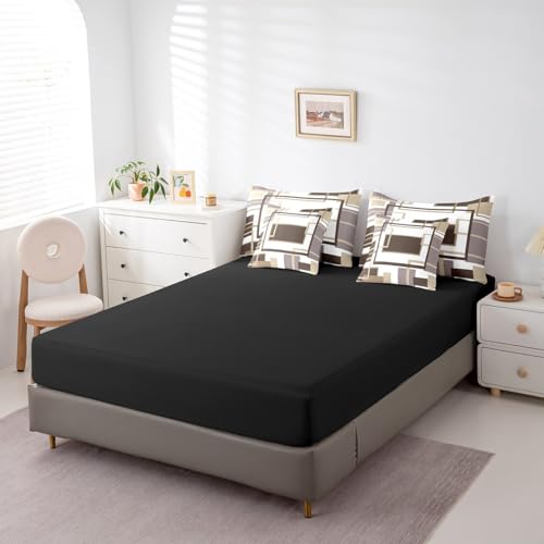 Erosebridal 7Pcs Khaki Square Geometric Comforter Set Twin,Minimalist Striped Abstract Bed in A Bag for Women Men Adults,Modern Aesthetic Art Quilt Set with Pillowcases,Geometric Stripes Bedding Erosebridal