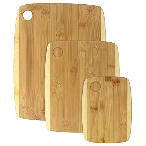 Totally Bamboo 3-Piece Two-Tone Bamboo Serving and Cutting Board Set Totally Bamboo