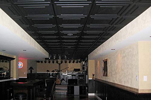 Ceilume 12 pc Stratford Ultra-Thin Feather-Light 2x4 Lay in Ceiling Tiles - for Use in 1" T-Bar Ceiling Grid - Drop Ceiling Tiles (12 Tiles, Black) Ceilume