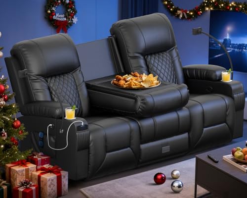 DG PEAFOWL Loveseat Recliner Sofa with Flip Backrest Design, 3 Seat Reclining Couch with Drawer, Pocket, USB Ports & Phone Holders, Wall Hugger RV Sofa Recliner Couch for Home Theater Seating