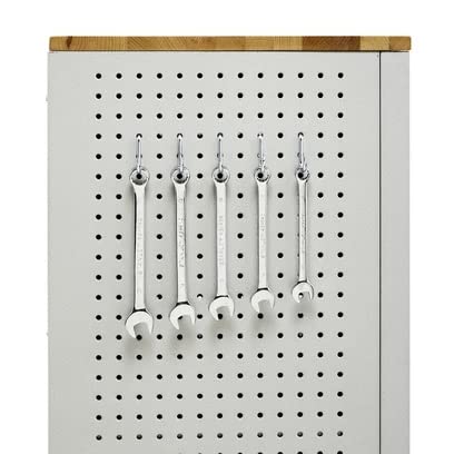 Seville Classics UltraHD Heavy Duty Rolling Cabinet Workbench Table w/Solid Wood Top Workstation for Garage, Warehouse, Office, Workshop, 34.7" H, Seville Classics