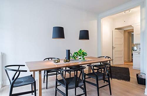 2xhome - Wishbone Solid Wood Armchair with Arms Open Y Back Farmhouse Dining Office Chair with Woven Black Seat (Black), Single, Set of 1 2xhome