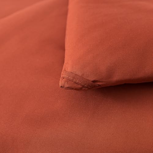 Caressma Full Comforter Set Burnt Orange, Soft Prewashed Solid 3 Pieces Bedding Comforter for All Seasons,Fluffy Microfiber Terracotta Boho Comforter (79"x90") for All Seasons with Pillowshams Caressma
