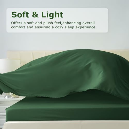 Homilay Queen Size Bed Sheet Set - 4 Piece Soft Microfiber Sheets with Deep Pockets, Cooling Technology, and Wrinkle-Free Pillowcase. Hotel-Quality, Durable Bedding, Eden Green Homilay