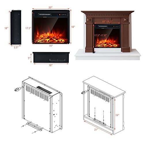 ARLIME 18 Inch Electric Fireplace Inserts, 1500W Freestanding & Recessed Fireplace w/Adjustable LED Flame, Remote Control, Timer, Built-in Thermostat, Overheating Protection ARLIME