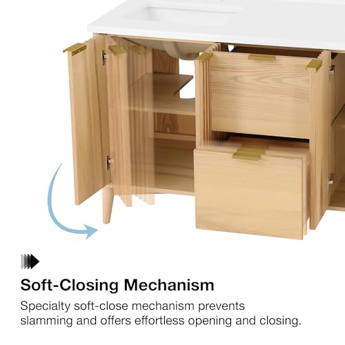 OVE Decors Indy 60 in. Undermount Double Sink Bathroom Vanity with White Engineered Marble Top, Rustic Ash OVE Decors