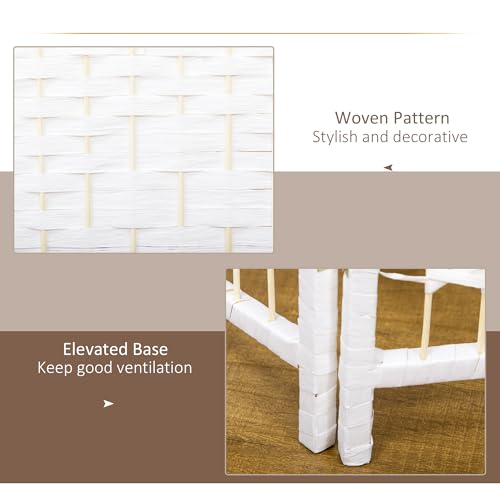 HOMCOM 3 Panel Room Divider, Folding Privacy Screen, 5.6' Room Separator, Wave Fiber Freestanding Partition Wall Divider, White HOMCOM