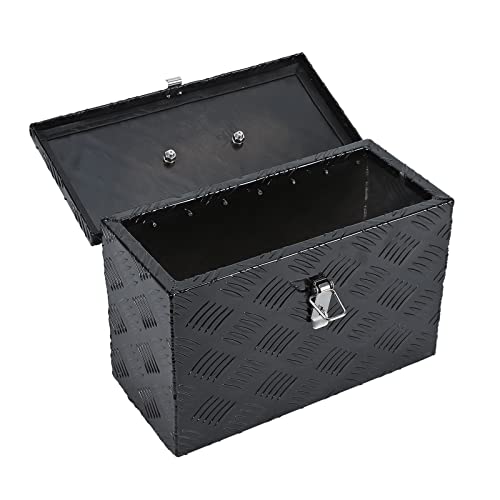 bchsadvb Truck Tool Box Aluminum Pickup Small Truck Bed Toolbox 5 Bar Tread Pattern Truck Storage Trailer Box with Lock 16"X7.5"X10" for Pickup,Truck Bed, RV, Trailer,Heavy Duty Waterproof Black box bchsadvb