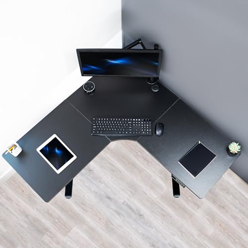 VIVO Electric Corner L-Shaped 47 x 47 in Standing Desk, Memory Height Adjustment, Black Top Black Frame, DESK-E1L94B VIVO