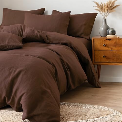 FEDALI HOME Cocoa Brown Duvet Cover Queen Size - Extra Cozy Bedding - 160 GSM Ultra Soft Duvet Cover Set with 2 Pillow Shams - 3 Pieces - Comforter Not Included