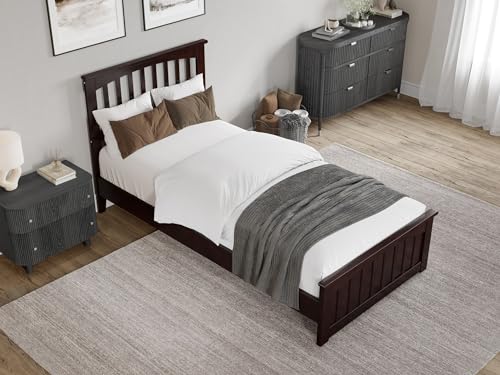 AFI Espresso Becket Twin XL Solid Wood Low Profile Platform Bed with Footboard AFI