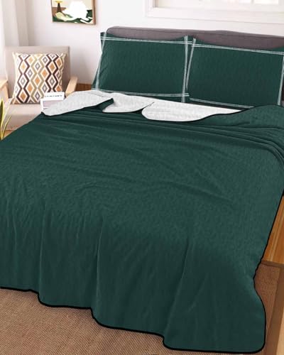 Litter Star Minimalist Art Solid Dark Green Full Quilt Bedding Set,Summer Quilt Lightweight Quilted Coverlet with 2 Pillow Shams, Plain Single Pure Color 3-Piece Bedspread Quilt Set for All Season Litter Star