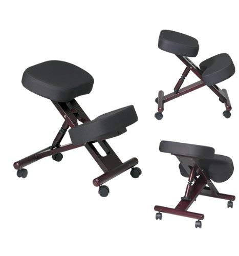 Office Star KC Series Ergonomically Designed Adjustable Knee Chair with Memory Foam Padding and Casters, Mahogany Finish Wood Base Office Star Products