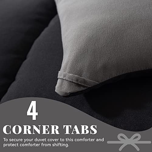 Cosybay Down Alternative Comforter (Black/Grey, Full) - All Season Soft Quilted Full Size Bed Comforter - Duvet Insert with Corner Tabs -Winter Summer Warm Fluffy, 82x86 inches Cosybay