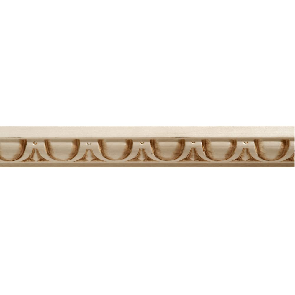 681-4WHW Unfinished White Hardwood Egg & Dart Embossed Trim Moulding ORNAMENTAL