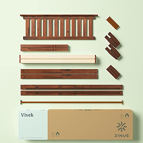 ZINUS Vivek Wood Platform Bed Frame with Headboard, Solid Wood Foundation with Wood Slat Support, No Box Spring Needed, Easy Assembly, Twin Zinus