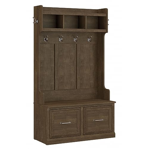 kathy ireland Home by Bush WDL001ABR 71-Inch Hall Tree and Shoe Storage Bench with Doors, Ash Brown Bush Business Furniture