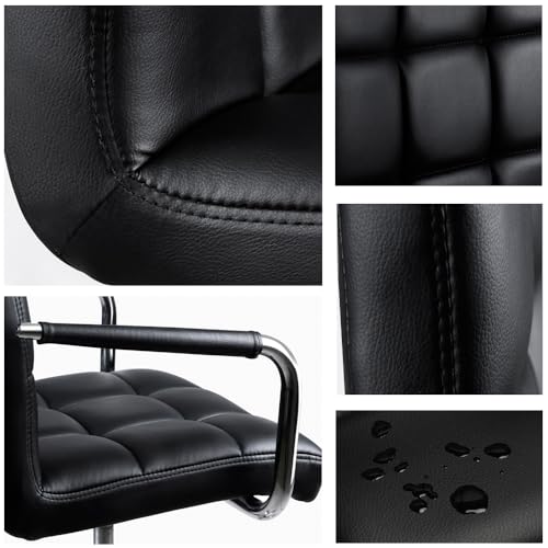 Yaheetech Desk Chair - Office Chair with Arms/Wheels for Students Swivel Faux Leather Home Computer Black Yaheetech