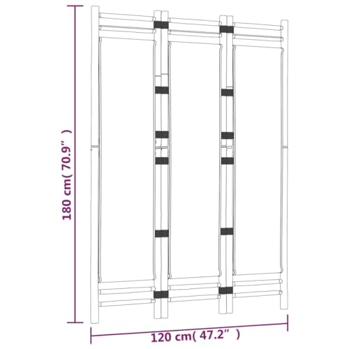 Gecheer Bamboo and Canvas Room Divider, 3-Panel Folding Screen for Space Partition, 47.2 Inches, Premium Material, Adjustable Height, Easy Installation for Home, Office, and Decorative Use Gecheer