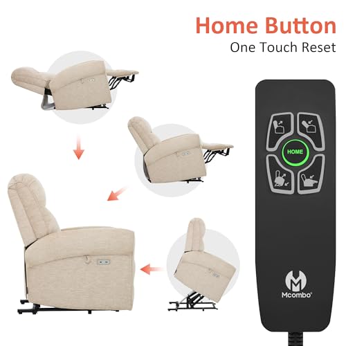 MCombo Dual Motor Power Lift Recliner Chair with Massage and Heat for Elderly, USB Ports, Lay Flat, Fabric 7666 (Beige) MCombo
