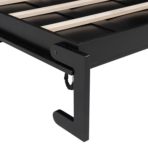 Harper & Bright Designs Full Size Murphy Bed with 3 Storage Cabinets, Rustic Wall Bed with X-Shaped Design, Space Saving Foldable Cabinet Bed for Home Office, Black Harper & Bright Designs