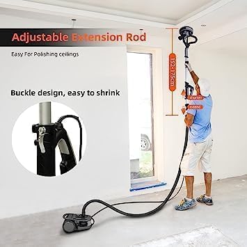 Drywall Sander, 750W Electric Drywall Sander with Vacuum Dust Collection 7 Variable Speed 900-1800 RPM with LED Light, 14 Pcs Sanding Discs, Extendable & Foldable Handle CHEINAUTO