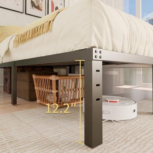 ALDRICH 14 Inch Metal Full Size Bed Frame - Double Black Basic Steel Slats Platform, Easy Assembly Heavy Duty Noise Free Bedframes, No Box Spring Needed ALDRICH