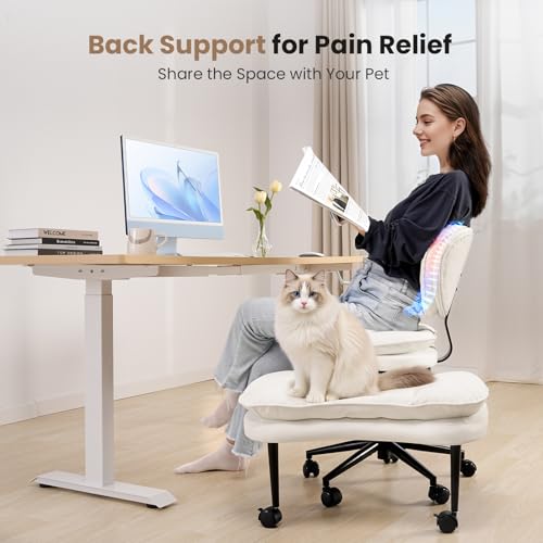 Cross Legged Office Chair, Ergonomic Cloud Criss Cross Desk Chair, Meditation Chair with Wheels, Height Adjustable Seat for ADHD, Wide Kneeling Chair with Back Support HOMRELEXA