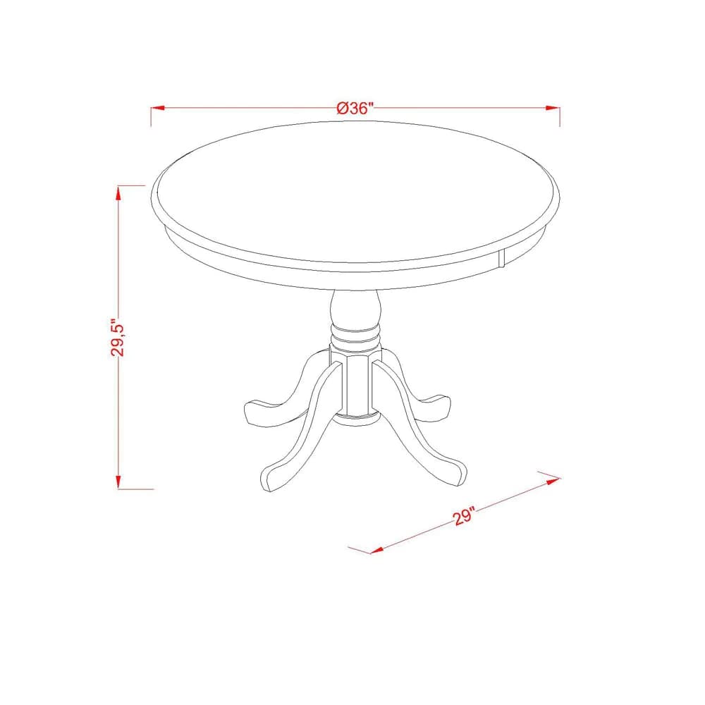 East West Furniture ANBO5-OAK-W 5 Piece Modern Dining Table Set Includes a Round Kitchen Table with Pedestal and 4 Dining Chairs, 36x36 Inch, Oak East West Furniture