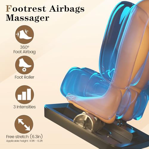 RESTREAL 4D Massage Chair Full Body, Zero Gravity SL-Track Shiatsu Electric Massage Chair Recliner, Airbag Massage, Deep Yoga Stretch with Heat Body Scan Bluetooth Foot Roller, Extendable Footrest RESTREAL
