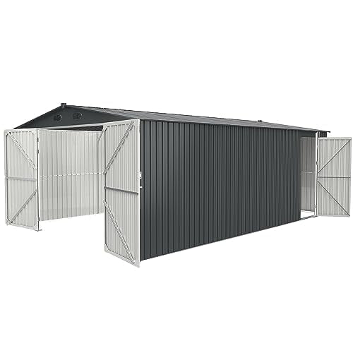 Jaxenor Outdoor Storage Shed 20x13 FT, Sheds & Outdoor Storage Clearance - Metal Garage Shed for Car, Truck, Bike, Lawnmower - Backyard Tool House Building with 2 Doors and 4 Vents Jaxenor