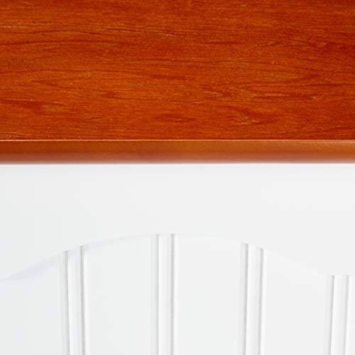 Kings Brand FURNITURE White / Walnut Finish Wood Kitchen Storage Buffet Cabinet Kings Brand Furniture