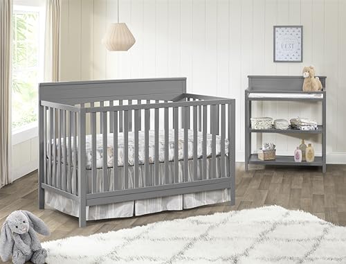 Oxford Baby Harper 4-in-1 Convertible Crib, Dove Gray, GreenGuard Gold Certified Oxford Baby