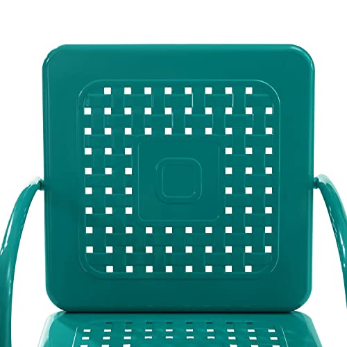 Crosley Furniture Bates 2-Piece Outdoor Chair Set, Retro Metal Patio Chairs for Dining, Porch, Deck, Balcony, Turquoise Gloss Crosley Furniture