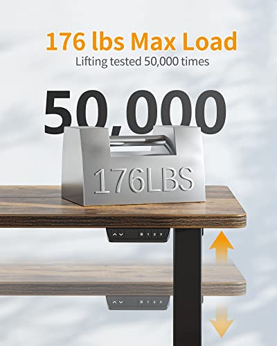 CubiCubi Electric Standing Desk, 63 x 24 Inches Height Adjustable Sit Stand Desk, Ergonomic Home Office Computer Workstation, RusticBrown CubiCubi