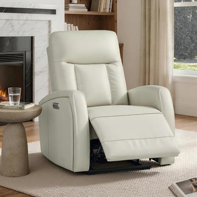 KISLOT Wall Hugger Power Recliner Chair with USB & Type-C Ports Faux Leather Recliner 135° Reclining Small Space Electric Sofa for RV Living Room Bedroom