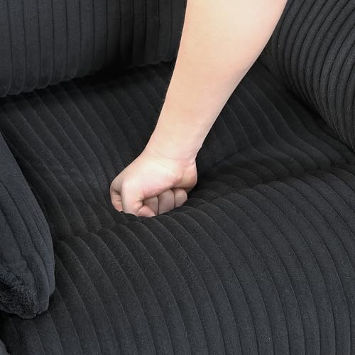 Lexicon Modern Swivel Glider Recliner Chair, Nursery Glider, Corduroy Fabric Upholstery Recliner with 2 Lumbar Pillows, Manual Reclining Sofa Chair for Living Room/Office/Apartment, Black Lexicon