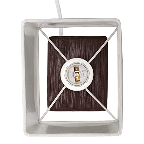 Simple Designs Petite Faux LT2072-BWN Stone Table Lamp with Fabric Shade, Brown with White Shade Simple Designs