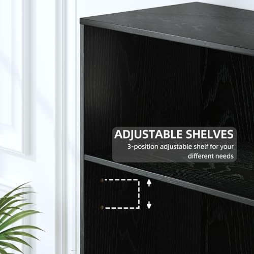 Casaphoria 82" H Wooden Bookcase, Heavy Duty Bookshelves, 6-Tier Wide Bookshelf with Large Storage Space for Home Office, 82" H x 31" W x 16" D, 130Lb, Black Casaphoria