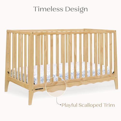 Delta Children Lulu 5-in-1 Convertible Crib, Converts to Toddler Bed, Daybed, Sofa & Full-Size Bed, Natural Wood, Fits Standard Crib Mattress, 3 Mattress Heights for Baby Nursery, Natural
