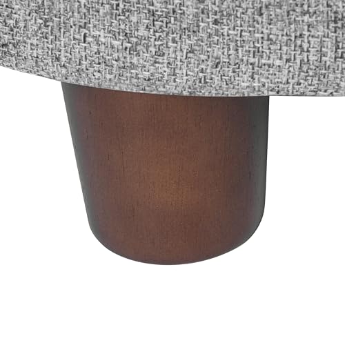 Homepop Home Decor | Upholstered Round Storage Ottoman | Ottoman with Storage for Living Room & Bedroom, Light Gray Tweed Large HomePop