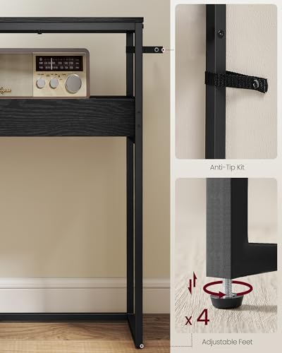 VASAGLE 2-Tier Entryway Table, Narrow Console Table, Semi-Open Compartments, 9.4 x 39.4 x 31.5 Inches, for Hallway, Living Room, Ebony Black and Ink Black ULNT091B01 VASAGLE