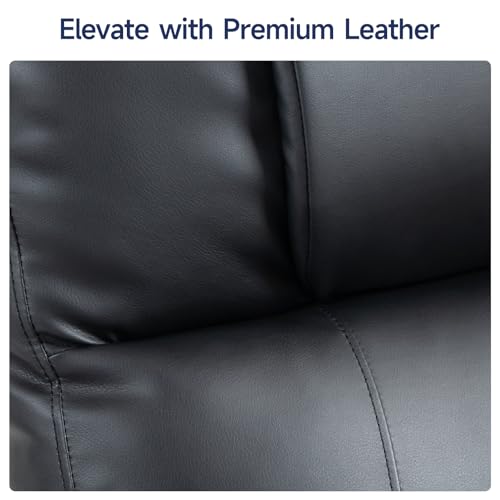 Brage Living Power Lift Recliner Chair for Elderly with Massage & Heat, 160° Adjustable PU Leather Electric Recliner with Remote, Cup Holders, Side Pockets, and Stand Assist for Living Room (Black)