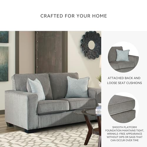 Signature Design by Ashley Altari Modern Loveseat with 2 Accent Pillows, Light Gray Signature Design by Ashley
